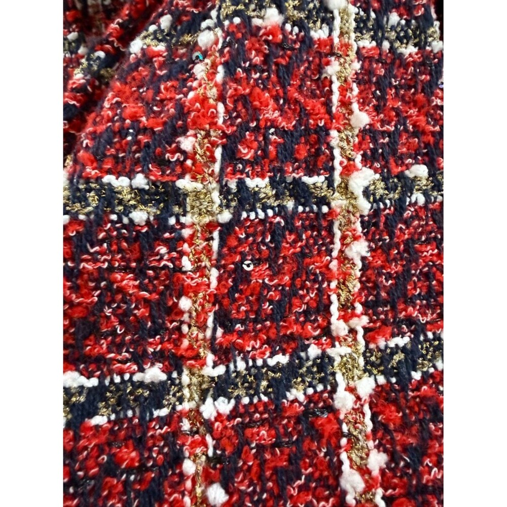 Blueberi Boulevard Red Plaid Tweed Dress Faux Fur Collar Bows 2T Holiday - Picture 10 of 11